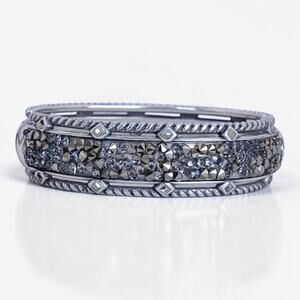 Brighton Crystal Rocks Retired Hinged Bangle Gray Crystal Magnetic 2.5 Inch